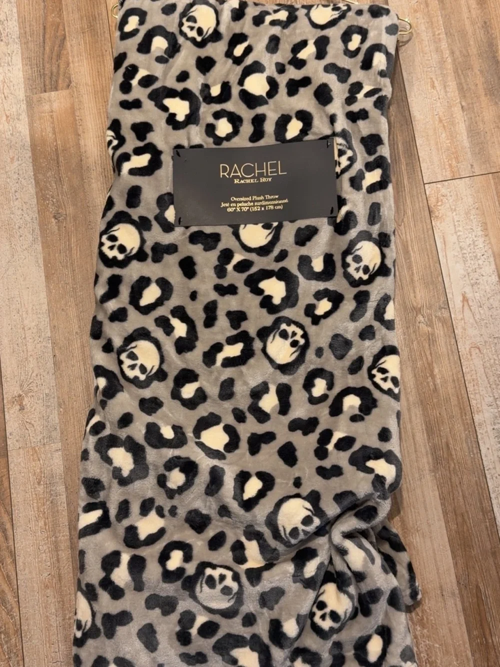 Rachel Rachel Roy Leopard Skull Plush Throw Blanket